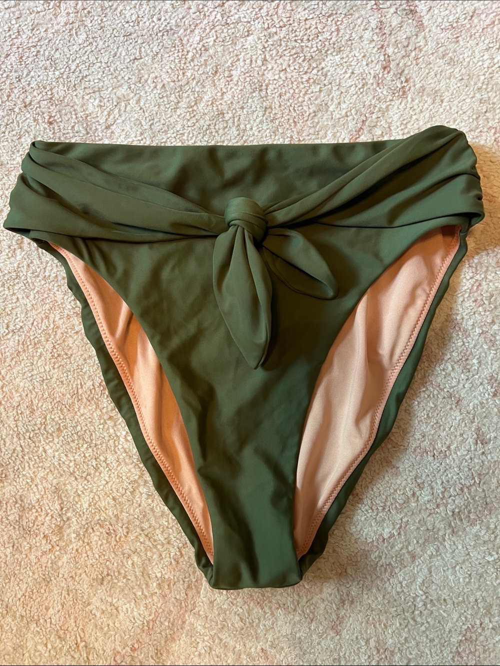 Jcrew Safari Green High Waist Bikini Bottom with Front Knot